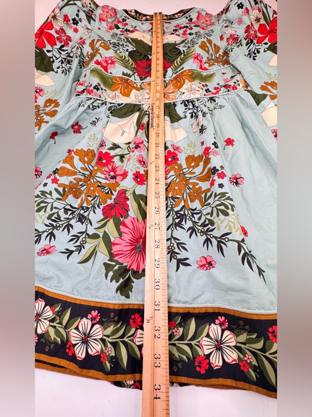 Farm Rio x Anthropologie Beauty Bouquet Blue Mini Dress Women's Medium Cotton - Picture 10 of 15